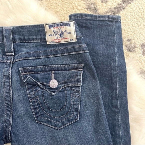 True Religion slim straight leg denim bling jeans size 27 - Picture 1 of 9